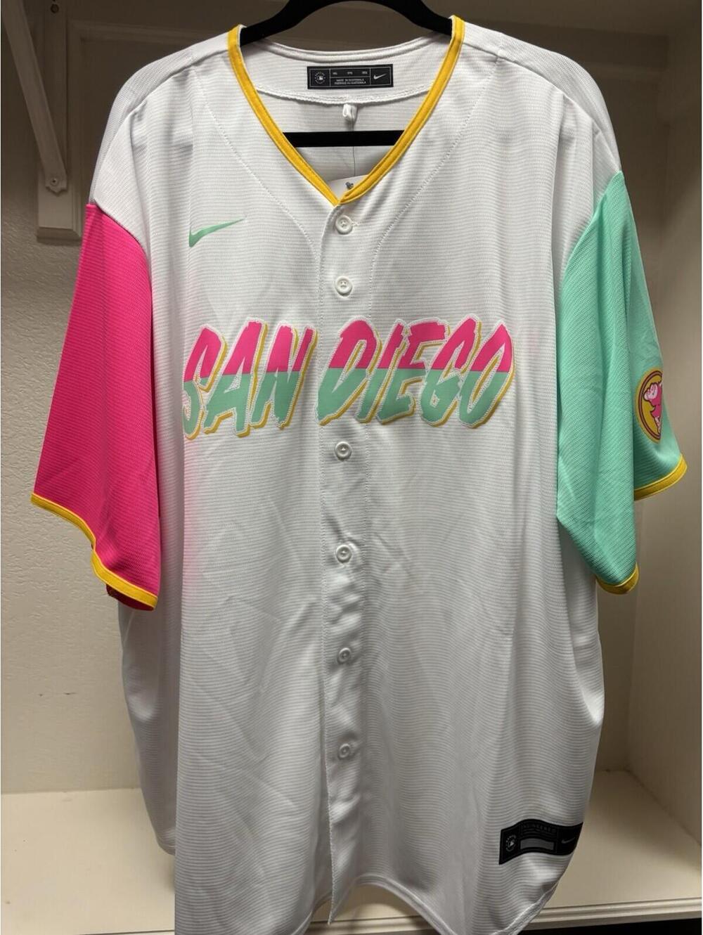 San Diego Padres City Connect Jersey Mens 3XL White Pink Mint Nike MLB Authentic
